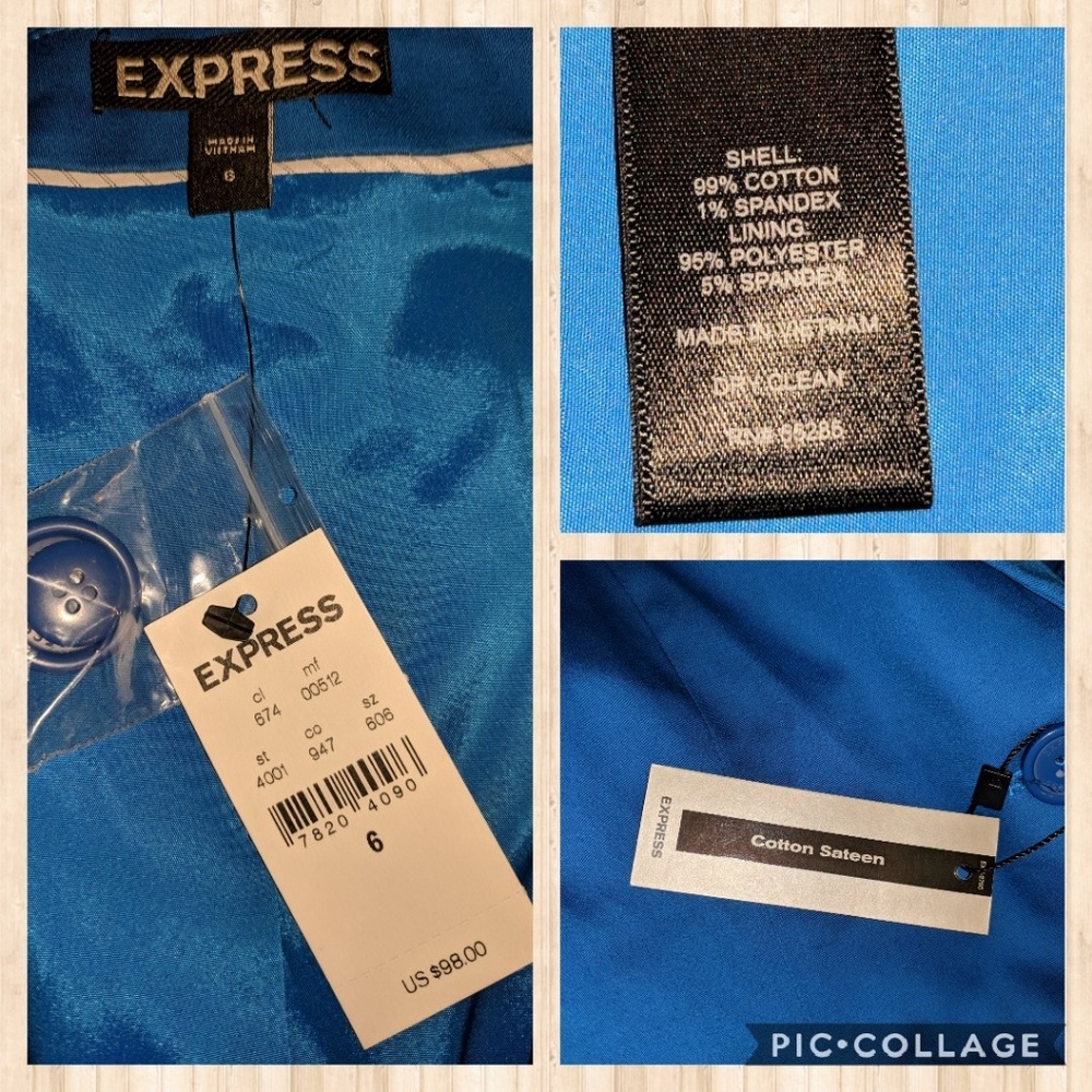 Express royal blue women's Blazer 2 buttons size 6 - Picture 5 of 6